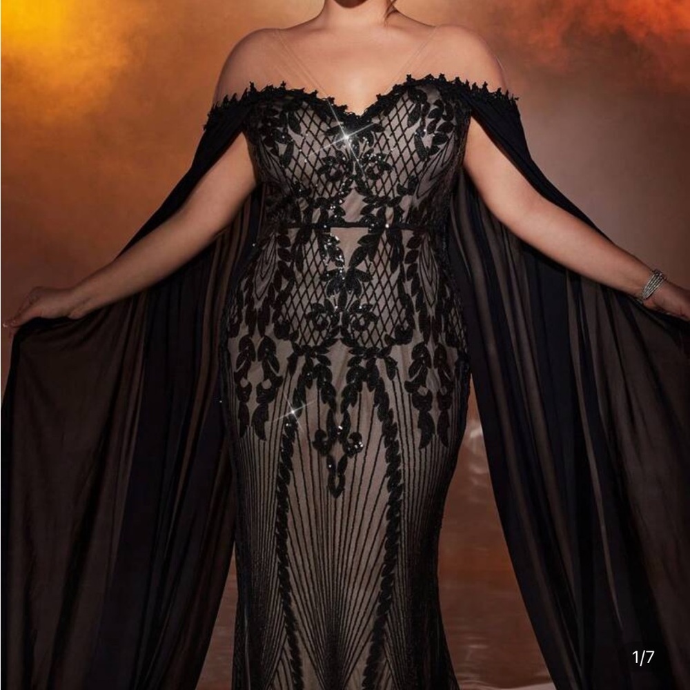 Elegant Black and Gold Evening Gown